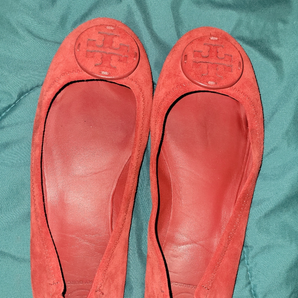 Tory Burch red suade ballet flats sz 9
